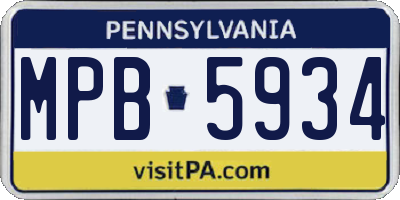 PA license plate MPB5934