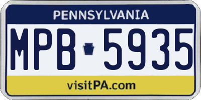 PA license plate MPB5935