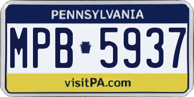 PA license plate MPB5937