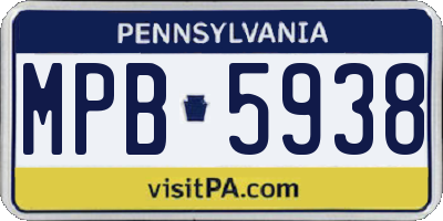 PA license plate MPB5938