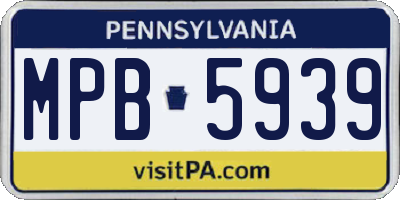 PA license plate MPB5939