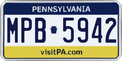PA license plate MPB5942