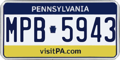 PA license plate MPB5943