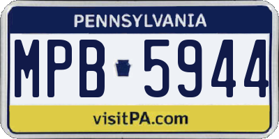 PA license plate MPB5944