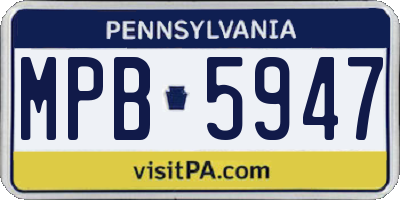 PA license plate MPB5947