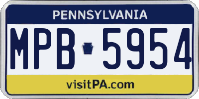 PA license plate MPB5954