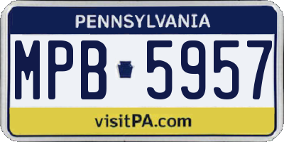 PA license plate MPB5957