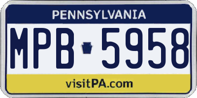 PA license plate MPB5958