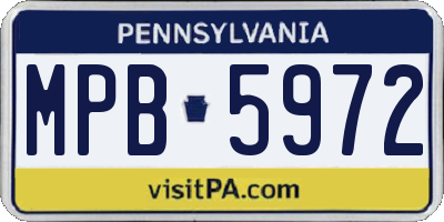 PA license plate MPB5972