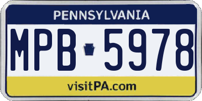PA license plate MPB5978