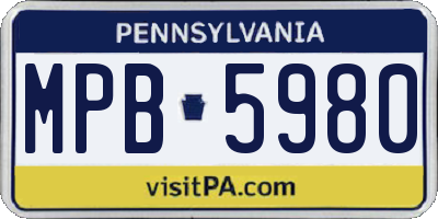 PA license plate MPB5980