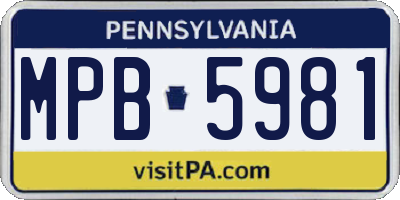 PA license plate MPB5981