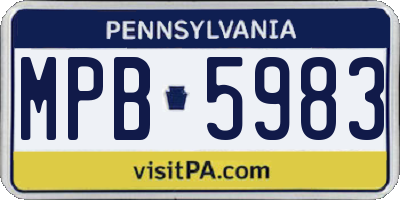 PA license plate MPB5983