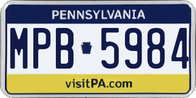 PA license plate MPB5984