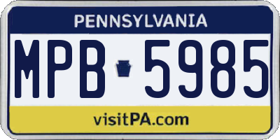 PA license plate MPB5985