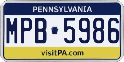 PA license plate MPB5986