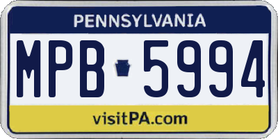 PA license plate MPB5994