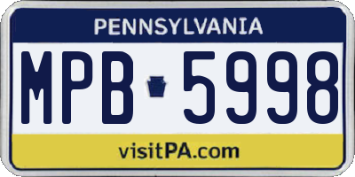 PA license plate MPB5998