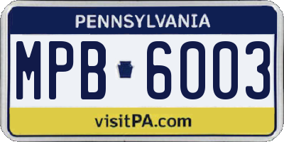 PA license plate MPB6003