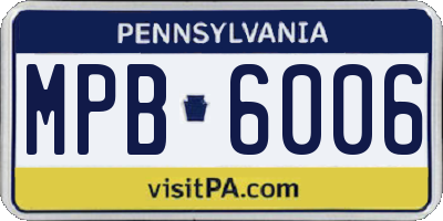 PA license plate MPB6006