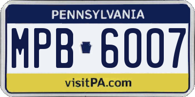 PA license plate MPB6007