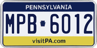 PA license plate MPB6012