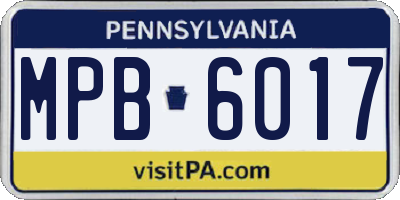 PA license plate MPB6017