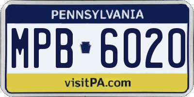 PA license plate MPB6020