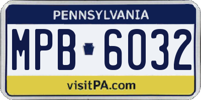 PA license plate MPB6032