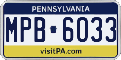 PA license plate MPB6033
