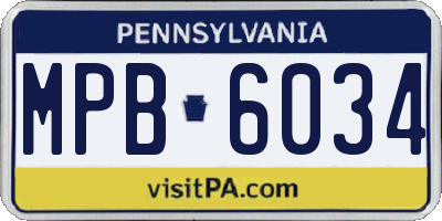 PA license plate MPB6034