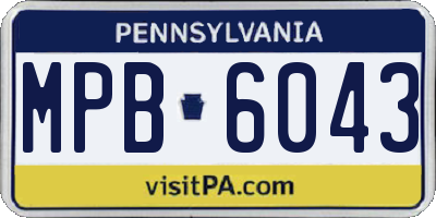 PA license plate MPB6043