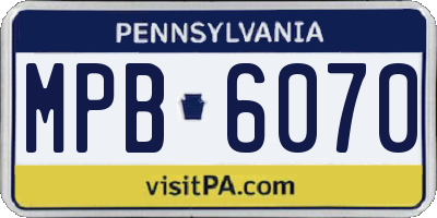 PA license plate MPB6070