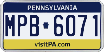 PA license plate MPB6071