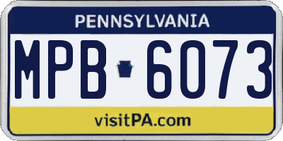 PA license plate MPB6073
