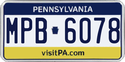 PA license plate MPB6078
