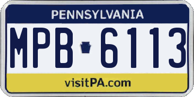 PA license plate MPB6113