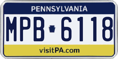 PA license plate MPB6118