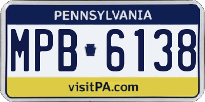 PA license plate MPB6138