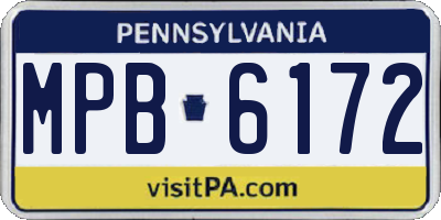 PA license plate MPB6172