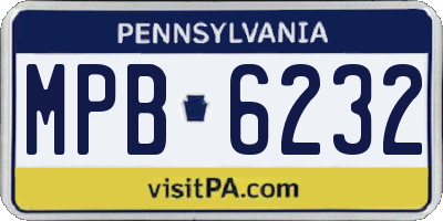PA license plate MPB6232
