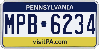 PA license plate MPB6234