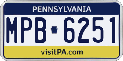 PA license plate MPB6251