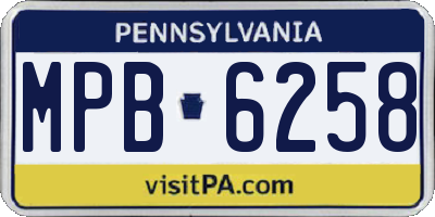 PA license plate MPB6258