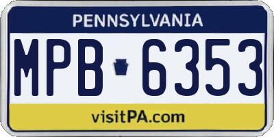 PA license plate MPB6353
