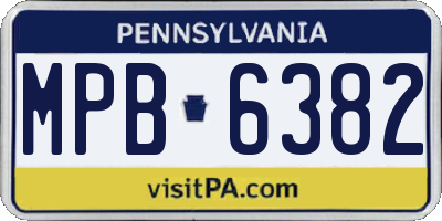 PA license plate MPB6382