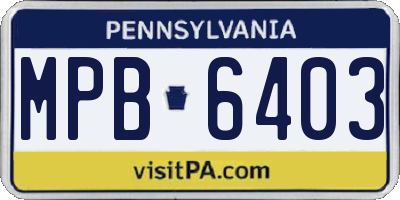 PA license plate MPB6403