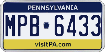 PA license plate MPB6433