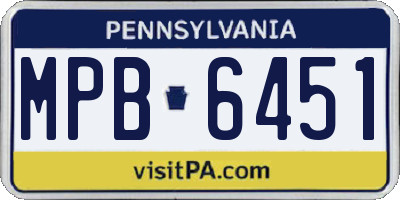 PA license plate MPB6451