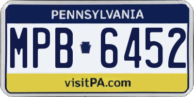 PA license plate MPB6452